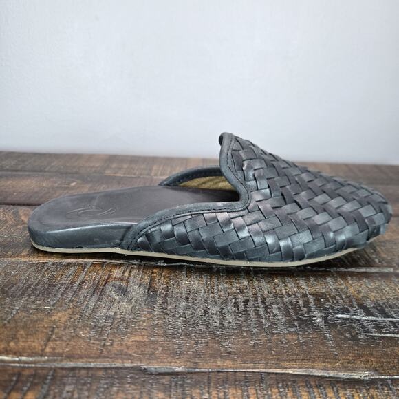Olukai Mi'i Womens Size 6.5 Woven Leather Mules Sandals Flats Beach Black - Picture 5 of 11